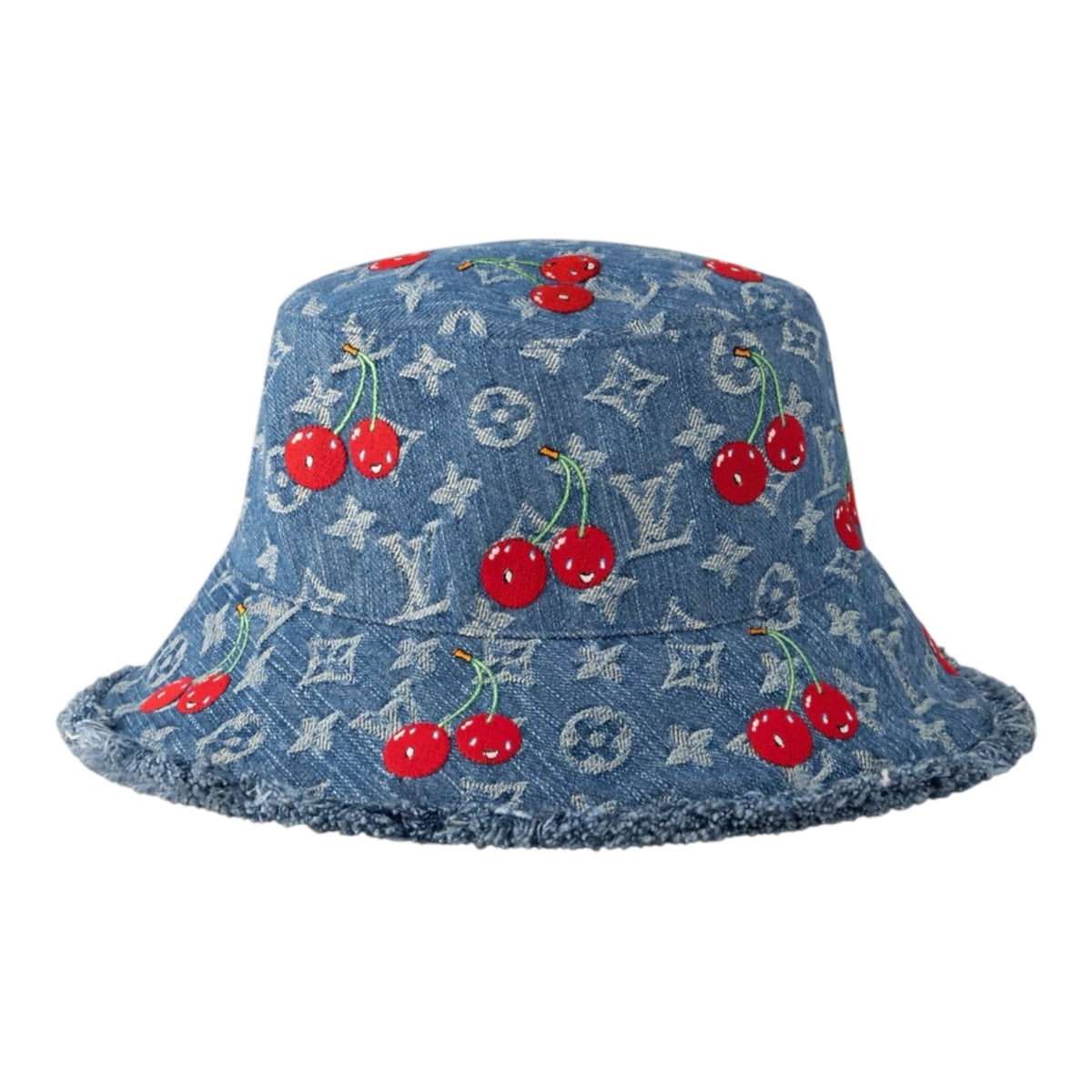 L V Takashi Murakami Cherry Blossom printed DENIM BLUE baseball cap hat NEW LV x TM Denim Cerise Bucket Hat S00 - Women - Accessories  main image 2